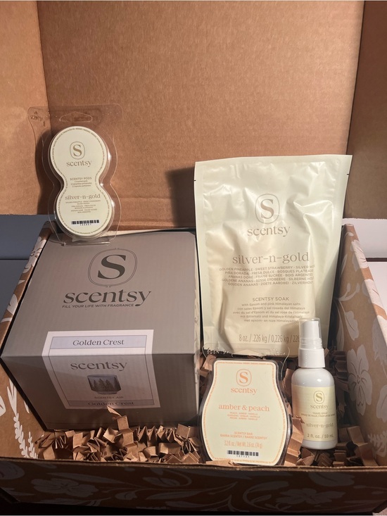 Scentsy Other - SCENTSY 🍑(Silver-n-Gold ) & Amber Peach Fragrance Kit - ( NEW IN BOX ) 🍑🍑